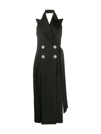 Shop Attico Side Slit Embellished Dress In Black