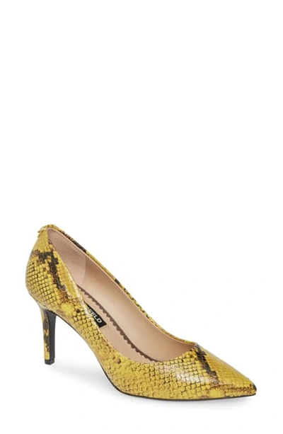 Shop Karl Lagerfeld Royale Pump In Yellow Leather