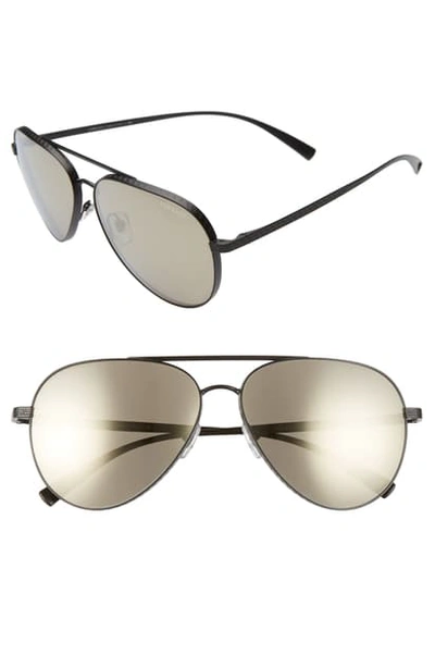 Shop Versace 59mm Aviator Sunglasses In Matte Black/ Brown Gold Mirror