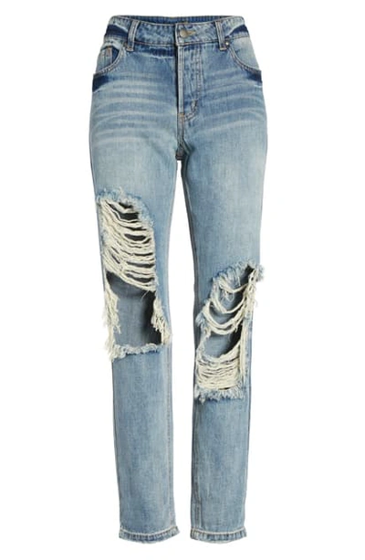 Shop Afrm Cyrus Ripped High Waist Ankle Jeans In Black Wash