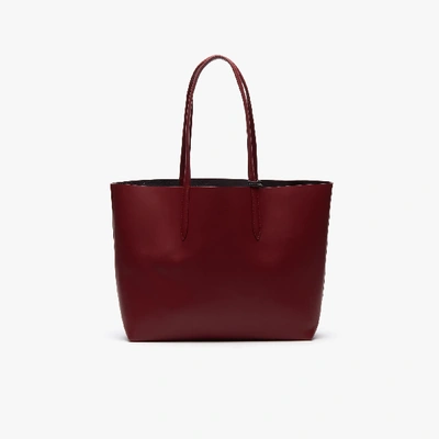 Shop Lacoste Women's Anna Reversible Matte And Iridescent Leather Tote In Rhubarb 2123
