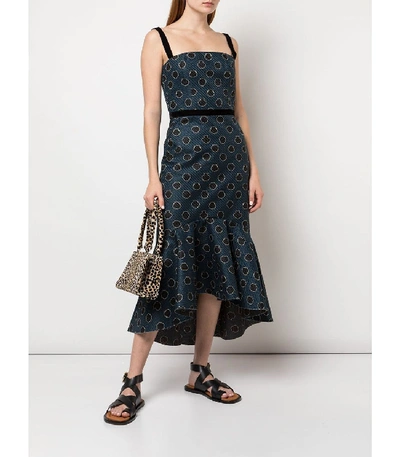 Shop Johanna Ortiz Rito Sleeveless Print Midi Dress In Black/blue