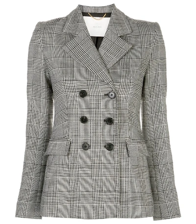 Shop Adam Lippes Double Breasted Plaid Blazer In Black/white