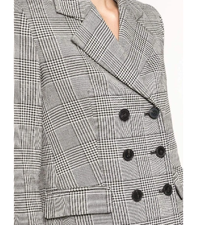 Shop Adam Lippes Double Breasted Plaid Blazer In Black/white