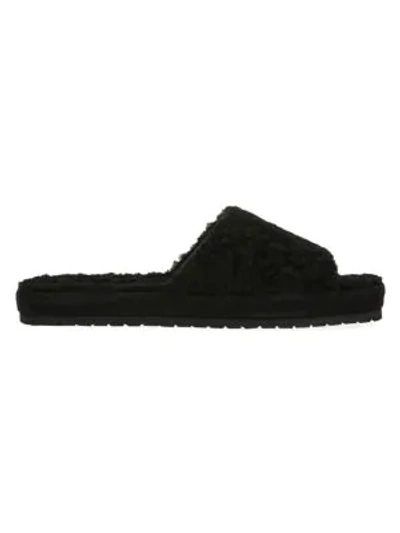 Shop Vince Kalina Shearling-lined Suede Slippers In Black