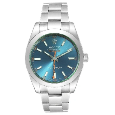 Shop Rolex Milgauss Blue Dial Green Crystal Mens Watch 116400gv In Not Applicable