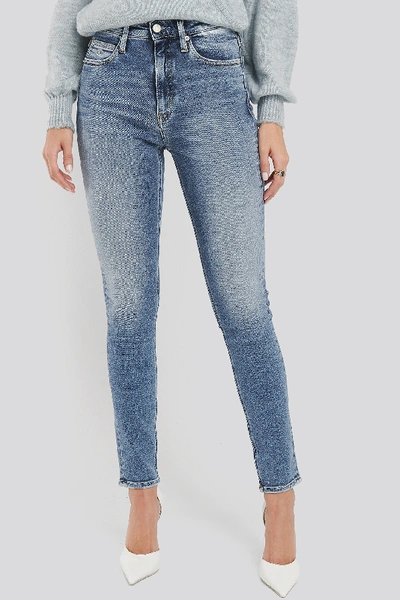 Shop Calvin Klein 010 High Rise Skinny Jeans Blue In Mid Blue