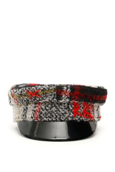 Shop Ruslan Baginskiy Baker Boy Tartan Hat In Multi Black (red)