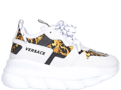 Shop Versace Baroque Print Chain Reaction 2 Sneakers In White