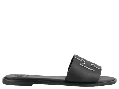 Shop Tory Burch Ines Slide Sandals In Perfect Black/silver