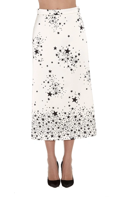 Shop Miu Miu Stars Degrade Print Satin Skirt In Ivory