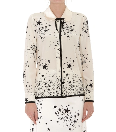 Shop Miu Miu Stars Degrade Print Silk Shirt In Ivory