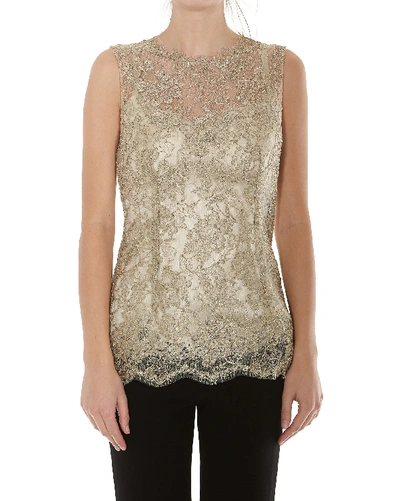 Shop Dolce & Gabbana Lace Top In Gold