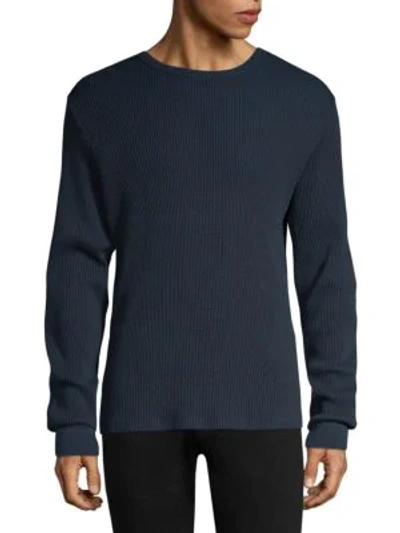 Shop Theory Organic Waffle Long-sleeve Sweater In Eclipse