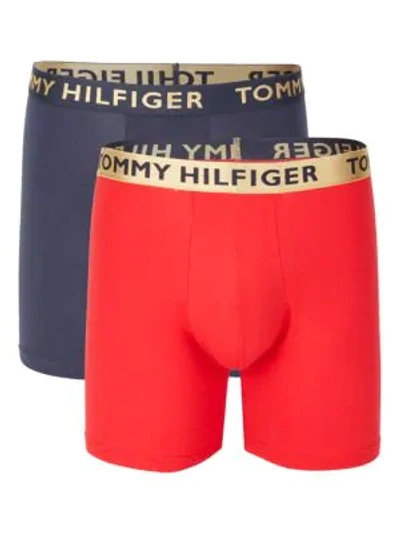 Shop Tommy Hilfiger 2-pack Stretch-cotton Boxer Briefs In Red Multi