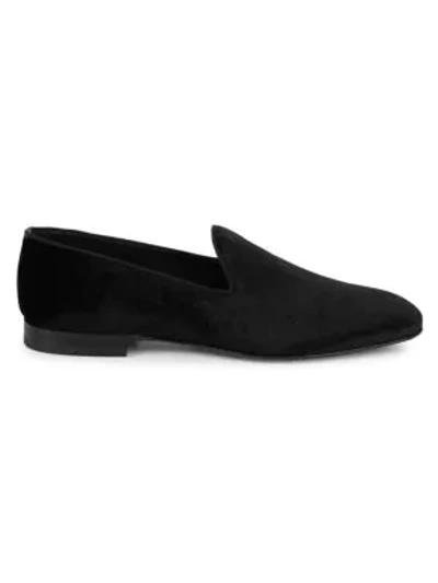 Shop Hugo Boss Glam Velvet Loafers In Black