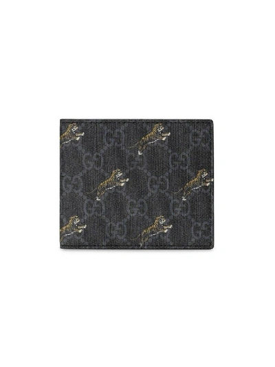 Shop Gucci Black Men's Gg Wallet With Tiger Print