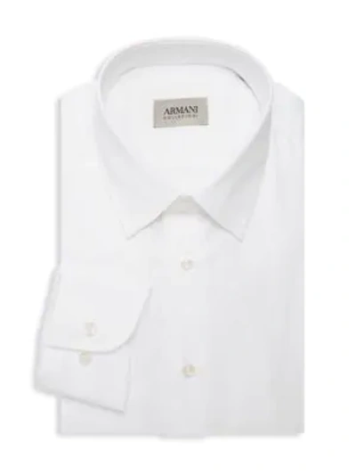 Shop Armani Collezioni Men's Solid Dress Shirt In White