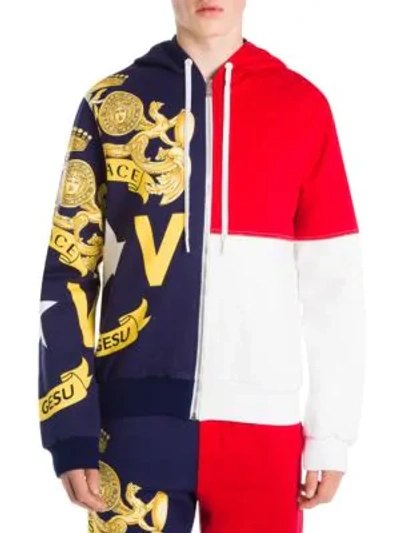 Shop Versace Colorblock Track Jacket In Blue Multi