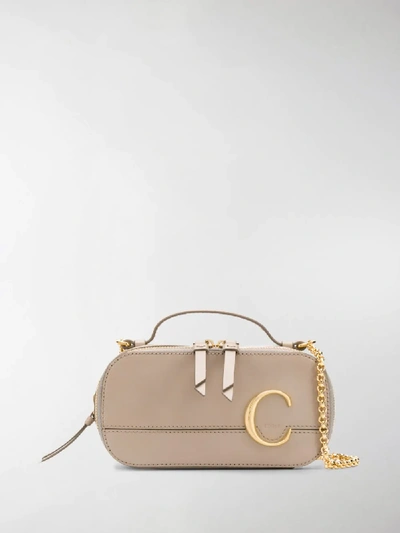 Shop Chloé C Vanity Bag In Grey