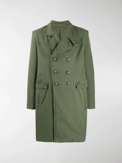 Shop Balmain Military Double-breasted Coat In Green