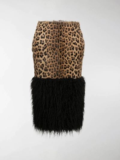 Shop Saint Laurent Leopard Print Pencil Skirt In Black