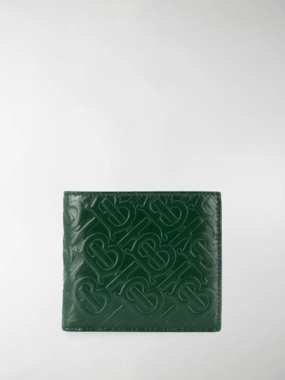 Shop Burberry Embossed Monogram Wallet In Green