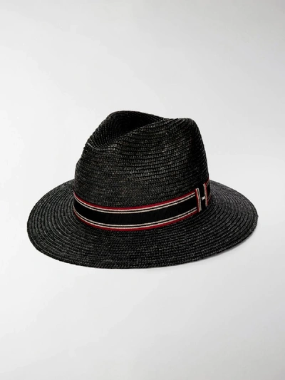 Shop Saint Laurent Panama Hat In Black