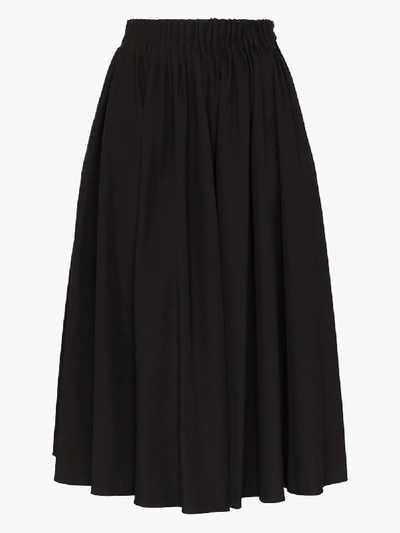 Shop Marni Puckered Cotton Midi Skirt In Black