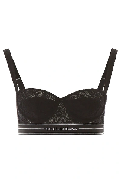 Shop Dolce & Gabbana Lace Balcony Bra In Black