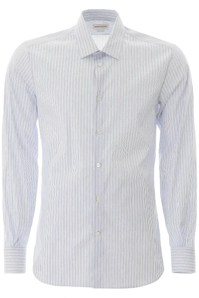 Shop Alexander Mcqueen Striped Shirt In Light Blue,white