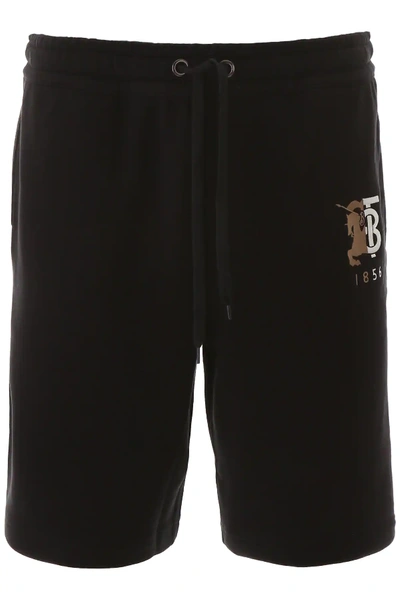 Shop Burberry Shorts With Logo Embroidery In Black