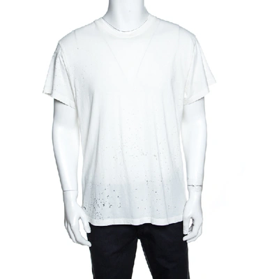Pre-owned Amiri Off White Cotton Rib Knit Shotgun T-shirt M