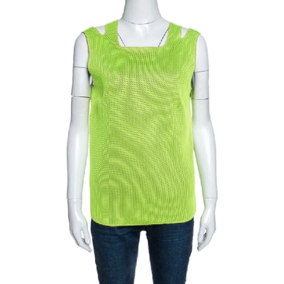 Pre-owned M Missoni Neon Green Mesh Knit Sleeveless Tank Top M