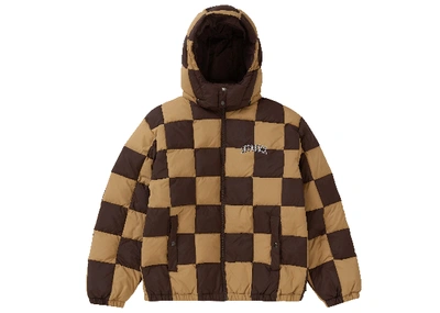Pre-owned Supreme  Checkerboard Puffy Jacket Tan