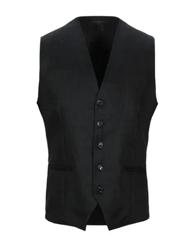 Shop Daniele Alessandrini Man Vest Black Size 40 Linen
