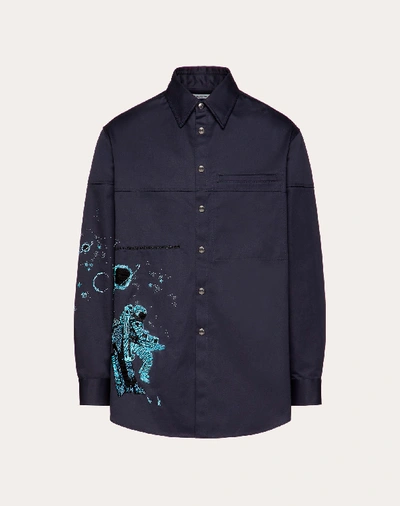 Shop Valentino Uomo Spaceland Shirt In Navy