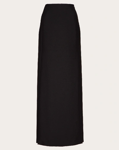 Shop Valentino Long Mohair And Wool-blend Skirt In Black