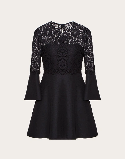 Shop Valentino Crepe Couture And Heavy Lace Dress In Black