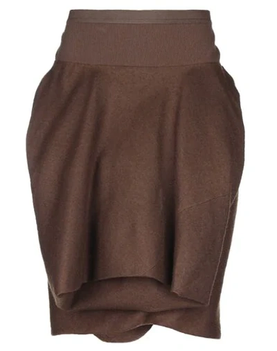 Shop Rick Owens Midi Skirts In Dark Brown