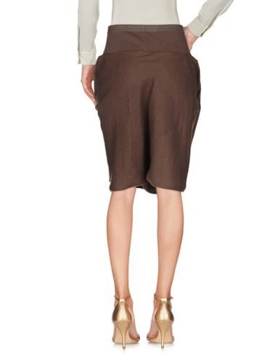 Shop Rick Owens Midi Skirts In Dark Brown