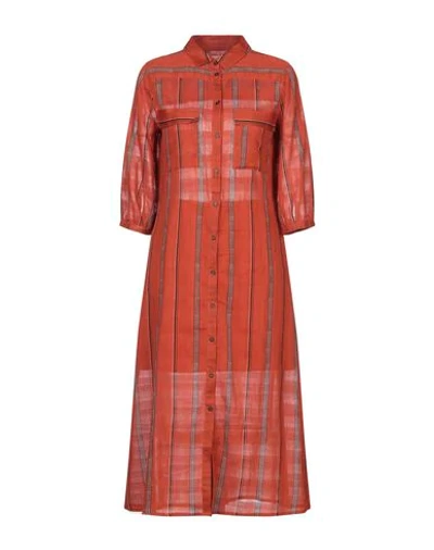 Shop Ba&sh Ba & Sh Woman Midi Dress Rust Size 0 Cotton In Red