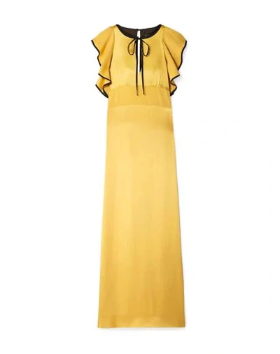 Shop Alexa Chung Alexachung Woman Maxi Dress Ocher Size 8 Acetate, Viscose In Yellow