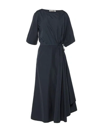 Shop Barena Venezia Long Dress In Dark Blue