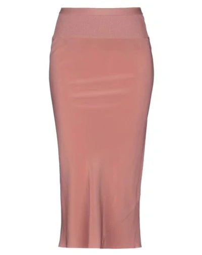 Shop Rick Owens Midi Skirts In Pastel Pink