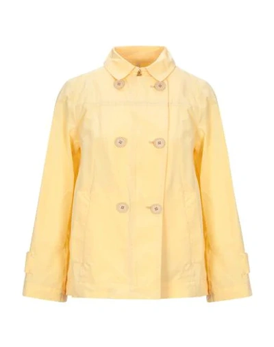 Shop Geospirit Woman Overcoat & Trench Coat Yellow Size 6 Polyester, Cotton