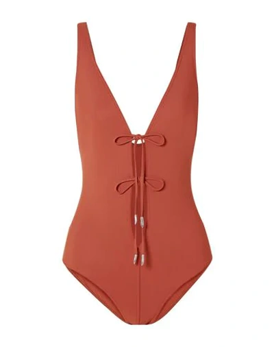 Shop On The Island By Mario Schwab One-piece Swimsuits In Brown