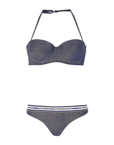 Shop Emporio Armani Ladies Knit Bikini Woman Bikini Blue Size M Polyamide, Elastane, Polyester