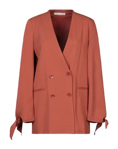 Shop Liviana Conti Woman Blazer Rust Size 6 Viscose, Elastane In Red