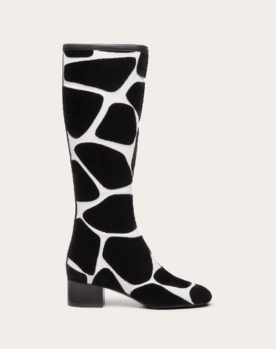 Shop Valentino Garavani City Safari Nappa Boot With Giraffe Embroidery 45 Mm In Optic White